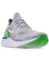 Nike Men's Epic React Flyknit Running Sneakers From Finish Line In Wolf Grey/lime Blast-dk S
