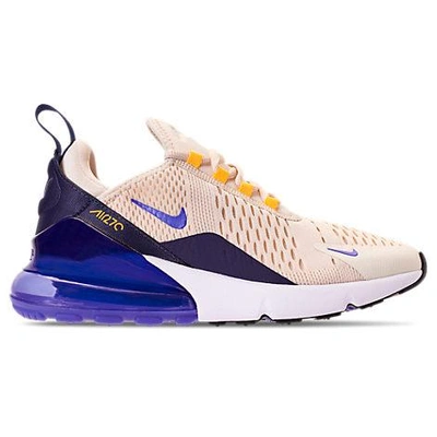 Nike Women's Air Max 270 Casual Shoes, White/blue - Size 5.0