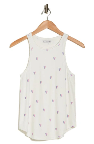 Pj Salvage Heart Print Pointelle Knit Tank Top In Ivory