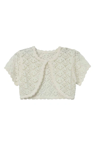 Speechless Kids' Crochet Cap Sleeve Cardigan In Ivory Jm