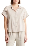 Splendid Padua Short Sleeve Button-up Shirt In Almond