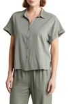 Splendid Padua Short Sleeve Button-up Shirt In Gray