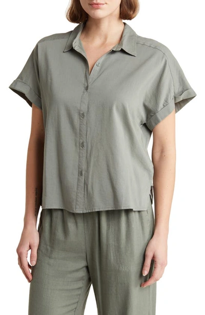 Splendid Padua Short Sleeve Button-up Shirt In Gray