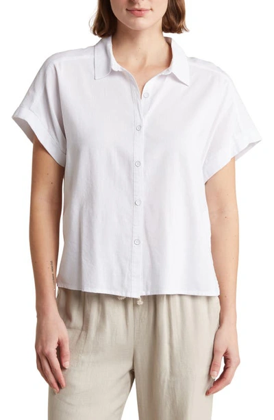 Splendid Padua Short Sleeve Button-up Shirt In White