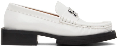 Ganni White Butterfly Logo Loafers In 135 Egret