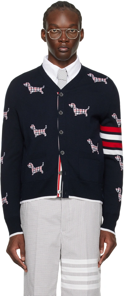 Thom Browne Hector 4-bar Stripe Cardigan In 415 Navy