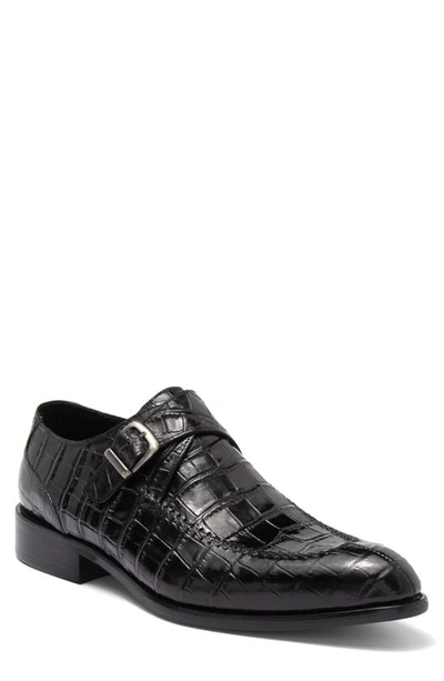 Maison Forte Richards Croc-embossed Monk Strap Shoe In Black