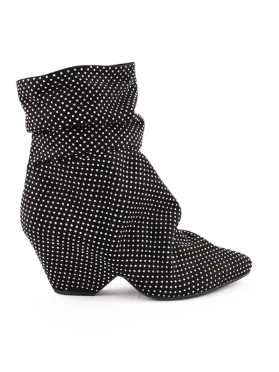 Vic Matie Black Ankle Boots With Shell-shaped Heel And Studs In Nero