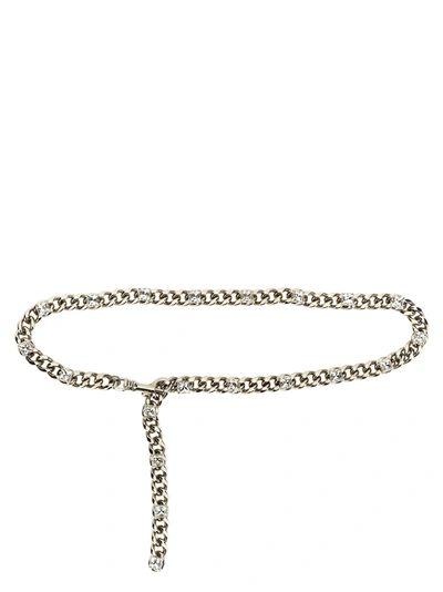 Alessandra Rich Chain Belt With Rhinestones Belts In Metallic