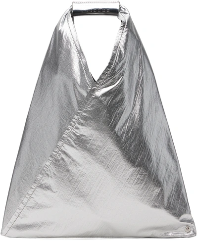 Mm6 Maison Margiela Silver Classic Triangle Small Tote In Metallic