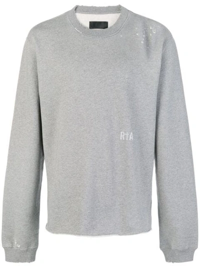 Rta Distressed Severed Hem Sweatshirt In Grey