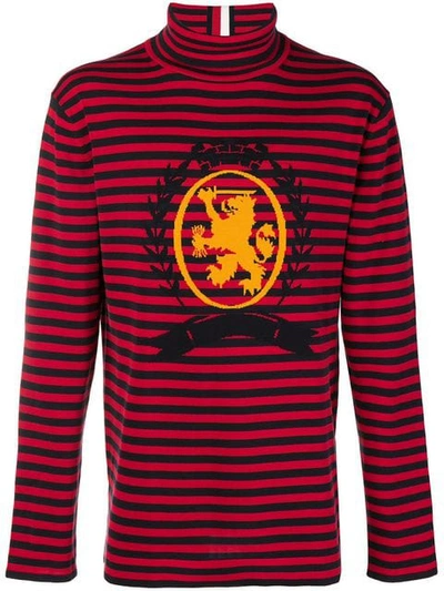Tommy Hilfiger Striped Roll Neck Jumper In Barbados Cherry