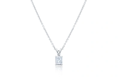 Diana M. 14kt White Gold Solitaire Diamond Pendant Featuring 0.50 Ct Clarity Enhanced Radiant Cut Diamond