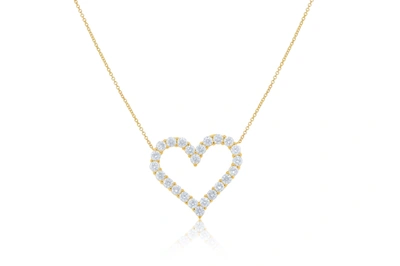 Diana M. 18kt Yellow Gold Open Heart Pendant Featuring 5.70 Cts Of Round Diamonds, 24 Stones