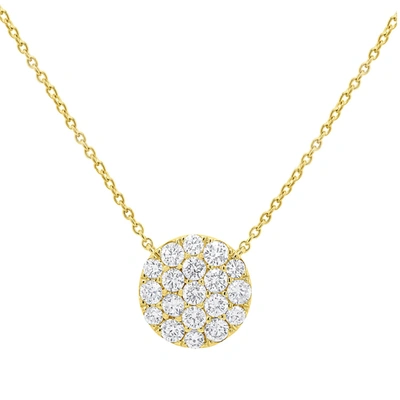 Diana M. 14 Kt Yellow Gold Diamond Pendant With Pave Circle Design Adorned With 0.43 Cts Tw Diamonds
