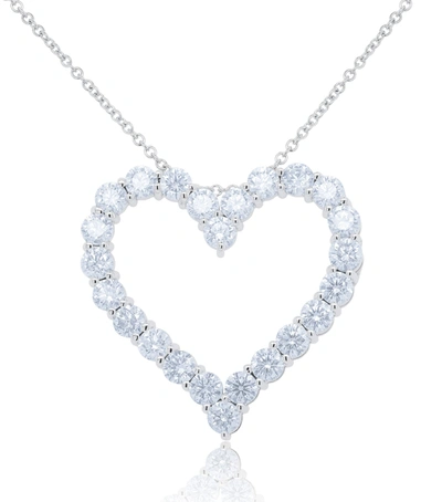 Diana M. 18kt White Gold Open Heart Pendant Featuring 5.85 Cts Of Round Diamonds, 24 Stones