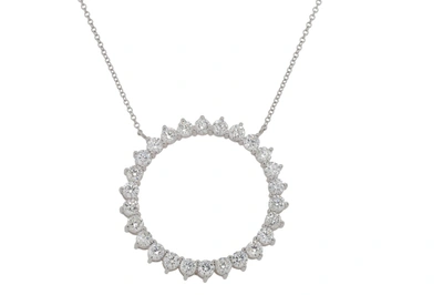 Diana M. 14 Kt White Gold Diamond Pendant With Ring-shaped Design Adorned With 2.30 Cts Tw Round Diamonds