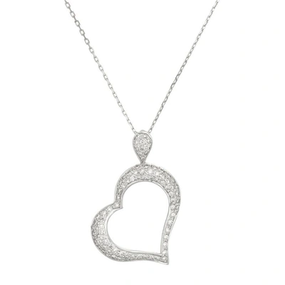 Diana M. 14 Kt White Gold Diamond Pendant With A Heart-shaped Design Adorned With 1.00 Cts Tw Diamonds