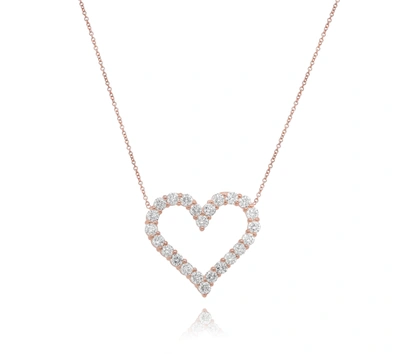 Diana M. 18kt Rose Gold Open Heart Pendant Featuring 2.40 Cts Of Round Diamonds, 24 Stones In Multi