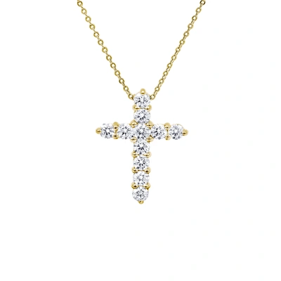 Diana M. 18kt Yellow Gold Diamond Cross Pendant, Features 0.71ct Of 11 Rd Diamonds.