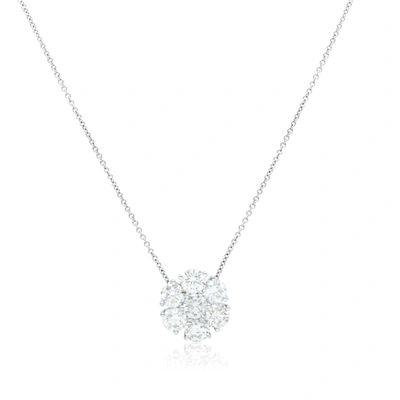 Diana M. 18 Karat White Gold Cluster Pendant With Round Brilliant Cut Diamonds Weighing 0.56 Cts Total.
