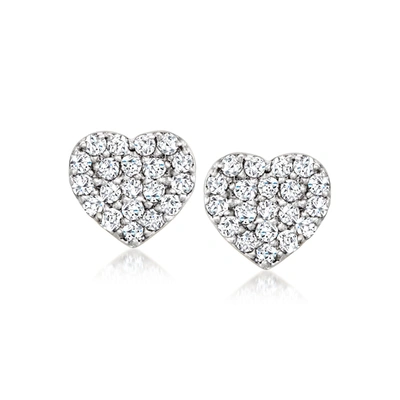 Rs Pure By Ross-simons Pave Diamond Heart Stud Earrings In Sterling Silver In White
