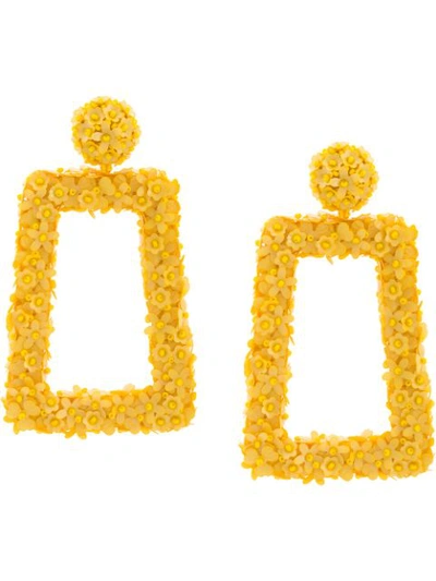 Sachin & Babi Floral Frame Earrings - Yellow
