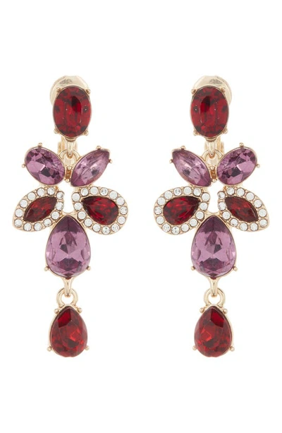 Anne Klein Crystal Drop Earrings In Gold/ Red/ Amy/ Blush
