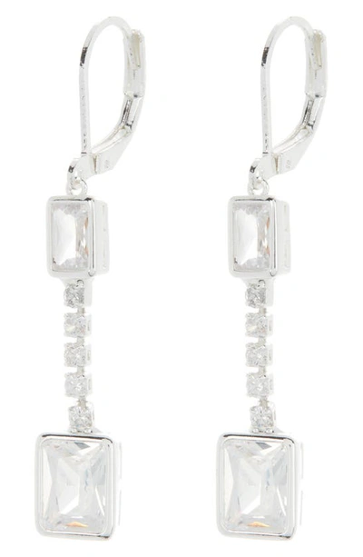 Anne Klein Maple Emerald Cut Linear Drop Earrings In Slv/ Cry