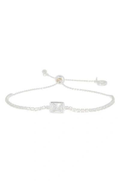 Anne Klein Cubic Zirconia Slider Bracelet In Sliver/ Crystal