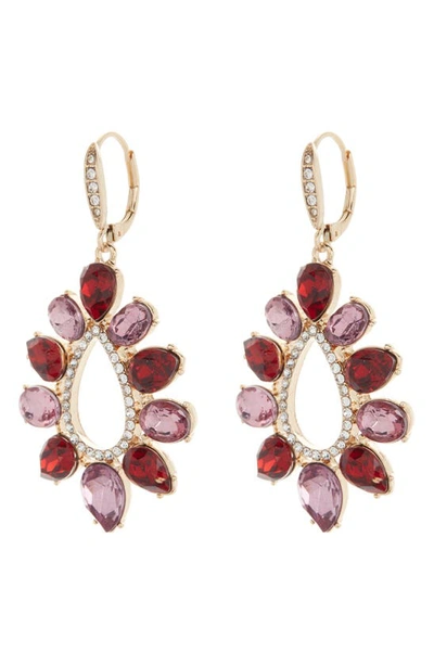 Anne Klein Crystal Teardrop Earrings In Gold/ Red/ Amy/ Blush