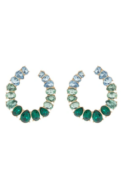 Anne Klein Crystal Oval Earrings In Gld/ Grn Multi
