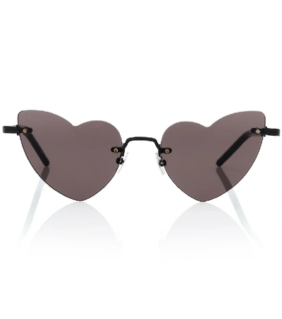 Saint Laurent New Wave Lou Lou 254 Heart-frame Sunglasses In Black