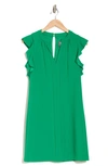 Vince Camuto Split Neck Ruffle Scuba Crepe Dress In Apple Green