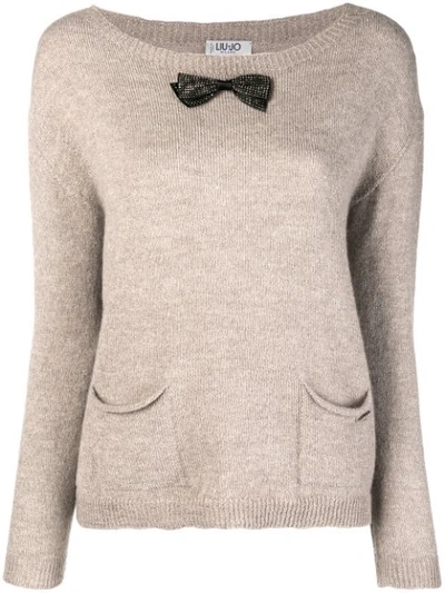 Liu •jo Liu Jo Bow Embellished Sweater - Neutrals