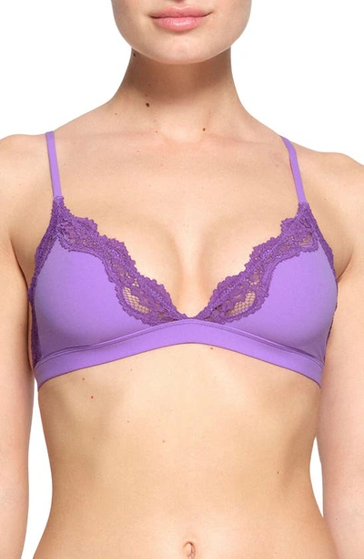 Skims Fits Everybody Lace Triangle Bralette In Ultra Violet Multi
