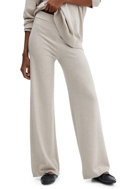 Mango Knit Wide Leg Trousers In Grey