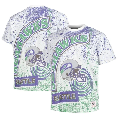 Mitchell & Ness Men's  White Seattle Seahawks Big And Tall Allover Print T-shirt