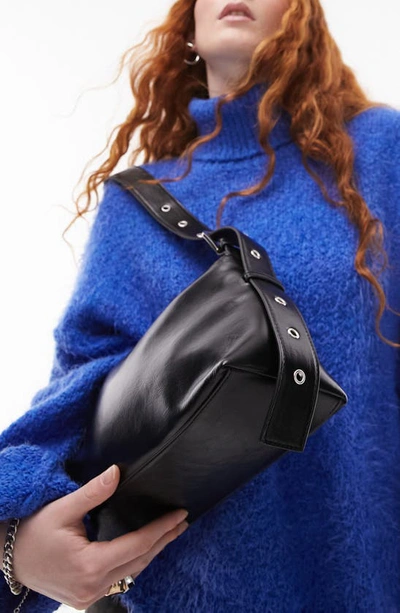 Topshop Sophie Faux Leather Shoulder Bag In Black