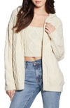 Guess Chiba Hooded Cable Cardigan In Beige
