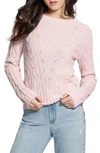Guess Elle Cable Knit Sweater In Pink