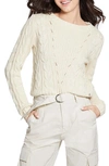 Guess Elle Cable Knit Sweater In Beige