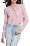 Guess Cecilia Cotton Blend Pointelle Cardigan In Pink