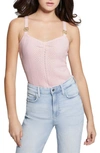 Guess Cecilia Cotton Blend Tank In Low Key Pink