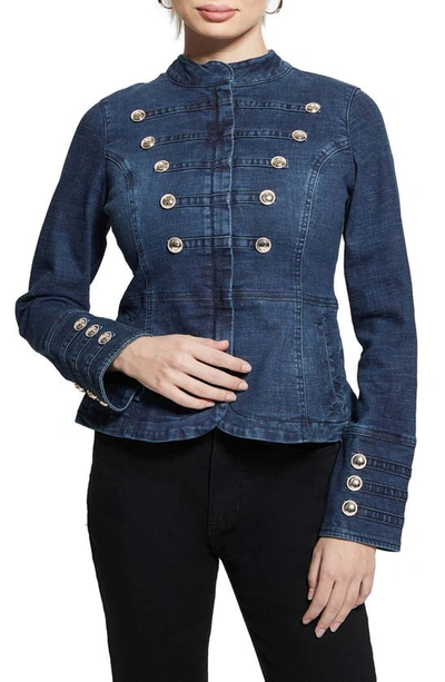 Guess Clash Marching Denim Jacket In Clash Blue