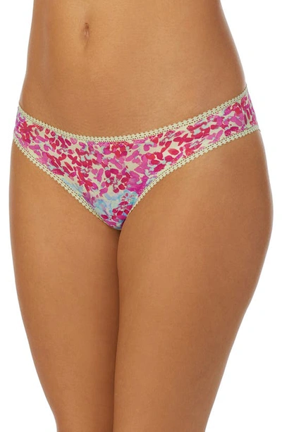 On Gossamer Triple Mesh Print Thong In Bright Blooms