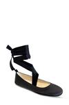 Yosi Samra Simone Ankle Strap Foldable Flat In Black Satin