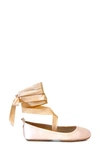 Yosi Samra Simone Ankle Strap Foldable Flat In Champagne Satin