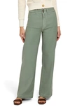 Faherty Harbor Stretch Terry Wide Leg Pants In Coastal Sage