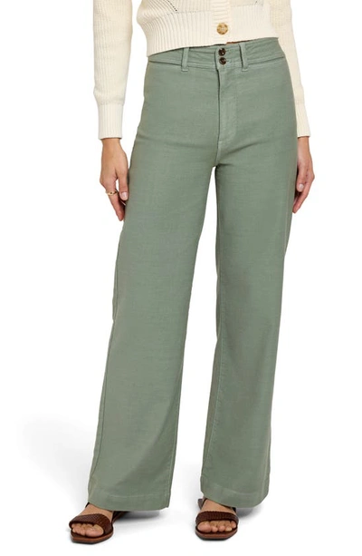 Faherty Harbor Stretch Terry Wide Leg Pants In Coastal Sage